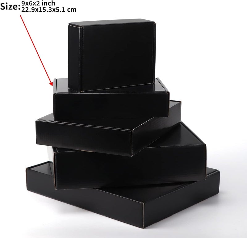 EXYGLO Shipping Cardboard Boxes for Small Business, Packing and Mailing, 9x6x2 - Pack of 25, Black - Image 5